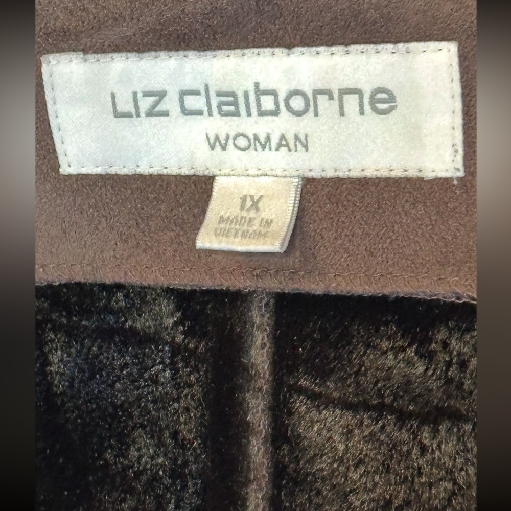 Liz Claiborne Shearling Womans 1X, Suede look & feel, Fur look & feel. Coco BRWN - Picture 7 of 11